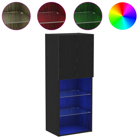 Tv Cabinet With Led Lights Black Oak 40,5X30X102 Cm