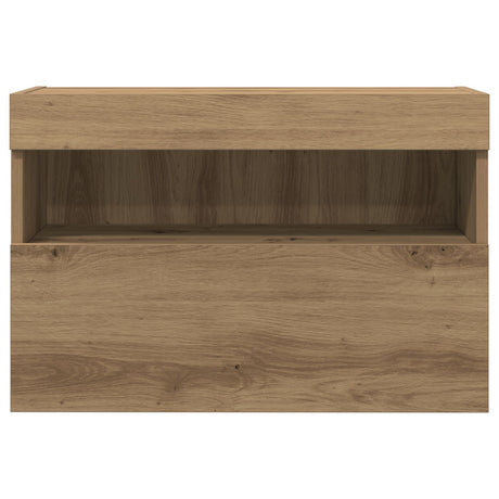 Tv Wall Cabinets With Led Lights 2 Pcs Artisan Oak 60X30X40 Cm