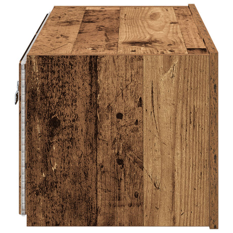 Tv Wall Cabinet With Led Lights Old Wood 80X35X31 Cm