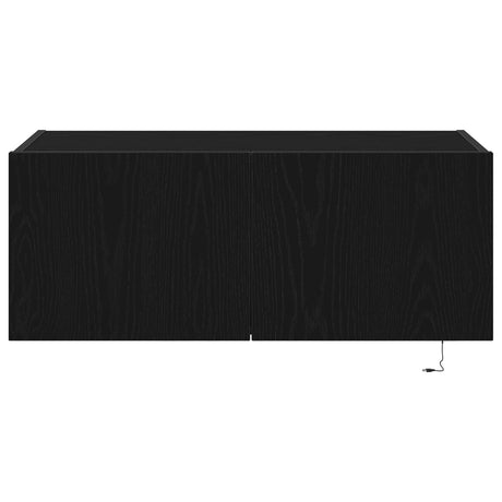 Tv Wall Cabinet With Led Lights Black Oak 80X35X31 Cm