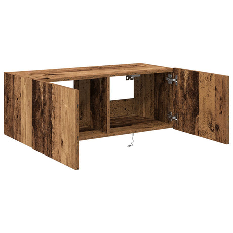 Tv Wall Cabinet With Led Lights Old Wood 80X35X31 Cm