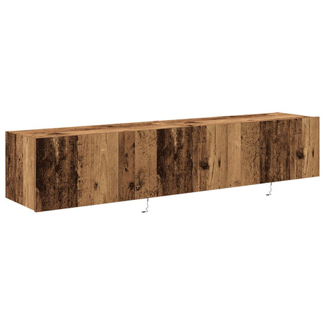 Tv Wall Cabinets With Led Lights 2 Pcs Old Wood 80X35X31 Cm
