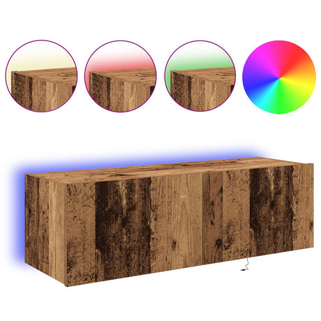 Tv Wall Cabinet With Led Lights Old Wood 100X35X31 Cm