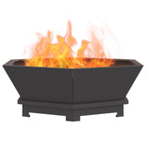 Fire Pit Hexagonal Black Steel