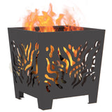 Fire Pit Square Black Steel