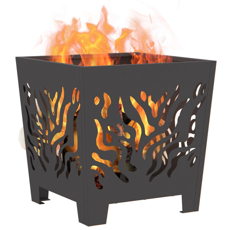Fire Pit Square Black Steel