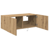 Tv Wall Cabinet With Led Lights Artisan Oak 80X35X31 Cm