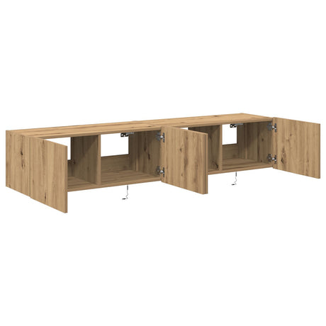 Tv Wall Cabinets With Led Lights 2 Pcs Artisan Oak 80X35X31 Cm