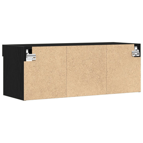 Tv Wall Cabinets With Led Lights 2 Pcs Black Oak 80X30X30 Cm