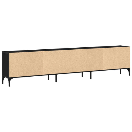 Tv Cabinet With Drawer Black Oak 200X25X44 Cm Engineered Wood