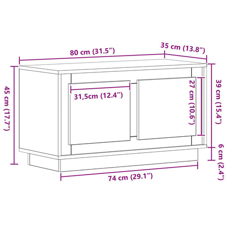 Tv Cabinet Black Oak 80X35X45 Cm Engineered Wood