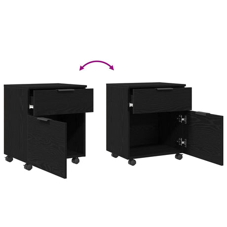 Mobile File Cabinet With Wheels Black Oak 45X38X54 Cm