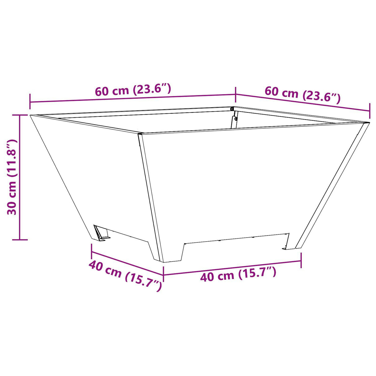 Fire Pit Square Black Steel