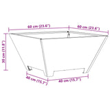 Fire Pit Square Black Steel