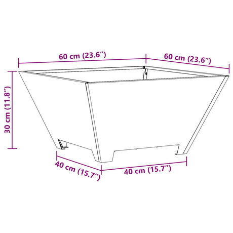 Fire Pit Square Black Steel