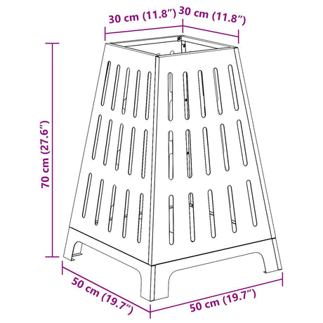 Fire Pit Square Black 50X50X70 Cm Steel