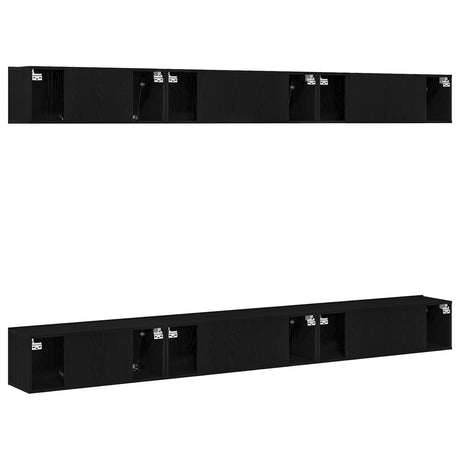 6 Piece Tv Cabinet Set Black Oak Engineered Wood