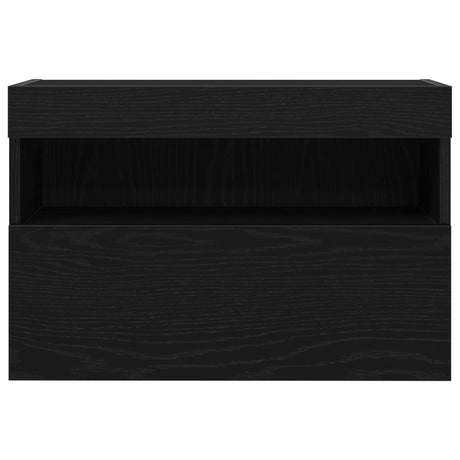 Tv Wall Cabinet With Led Lights Black Oak 60X30X40 Cm