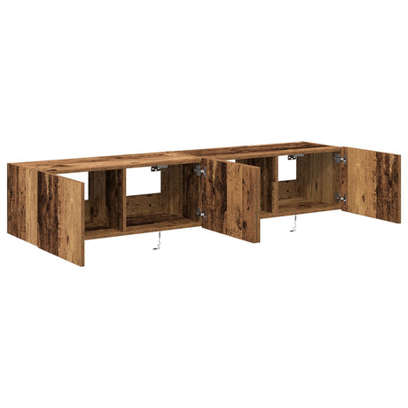 Tv Wall Cabinets With Led Lights 2 Pcs Old Wood 80X35X31 Cm