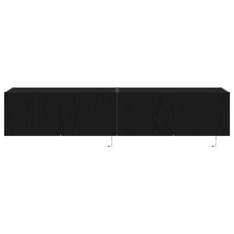 Tv Wall Cabinets With Led Lights 2 Pcs Black Oak 80X35X31 Cm