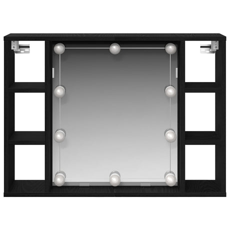 Led Mirror Cabinet - Black Oak - 76X15X55 Cm - Made Of Engineered Wood