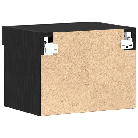 Wall Cabinet With Led Lights Black Oak 40X30X30 Cm