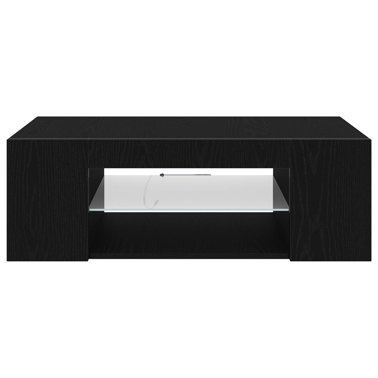 Tv Cabinet With Led Lights In Black Oak - 90 X 39 X 30 Cm - Made From Engineered Wood