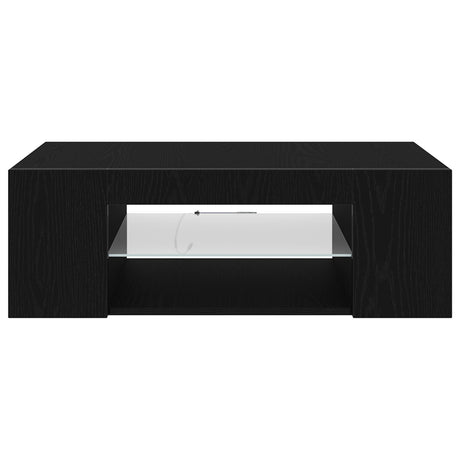 Tv Cabinet With Led Lights In Black Oak - 90 X 39 X 30 Cm - Made From Engineered Wood