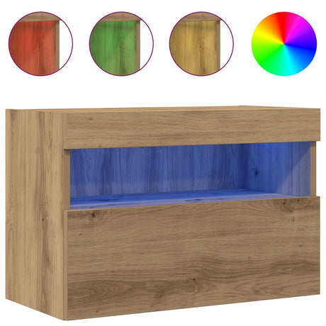 Tv Wall Cabinets With Led Lights 2 Pcs Artisan Oak 60X30X40 Cm