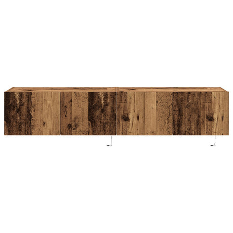 Tv Wall Cabinets With Led Lights 2 Pcs Old Wood 80X35X31 Cm