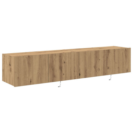 Tv Wall Cabinets With Led Lights 2 Pcs Artisan Oak 80X35X31 Cm