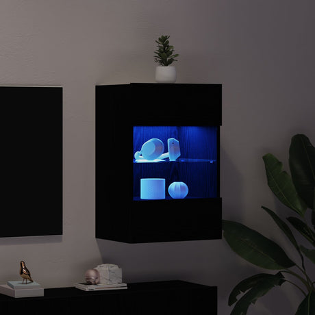 Led Tv Cabinet Black Oak 40X30X60,5Cm Cm Engineered Wood