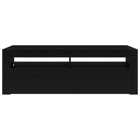 Tv Cabinet With Led Black Oak 120X35X40 Cm Engineered Wood