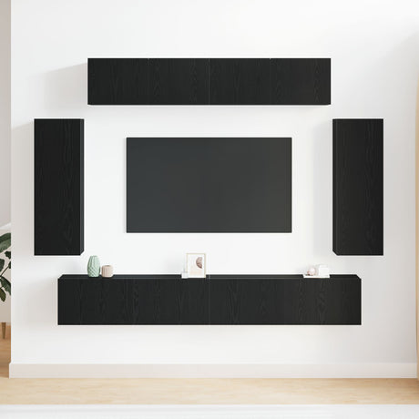 6 Piece Tv Cabinet Set - Engineered Wood In Old Wood Finish,  Tv Stand 80X30X30 Cm - Made From Engineered Wood,  Wall-Mounted Tv Cabinets - 2 Pcs In , 30.5X30X, Made From Engineered Wood,  Wall-Mounted Tv Cabinet 100X30X30 Cm - Made From Engineered Wood