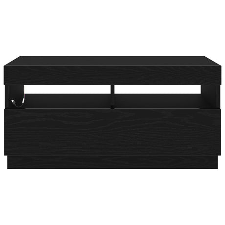 Tv Stand With Led Lights - Black Oak, 100X35X40 Cm, Made Of Engineered Wood