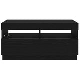 Tv Cabinet With Led Lights - Black Oak, 80X35X40 Cm, Made Of Engineered Wood