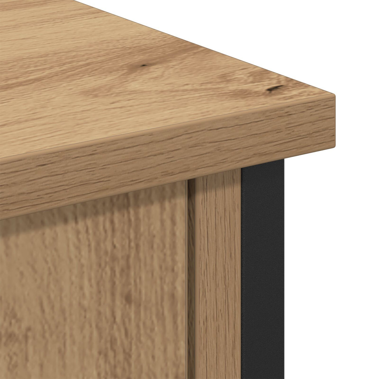 Tv Cabinet Black Oak 101X35X65 Cm Engineered Wood And Steel