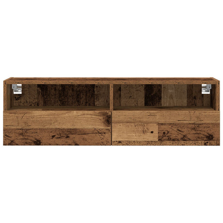 Tv Wall Cabinets 2 Pcs Old Wood 100X30X30 Cm Engineered Wood