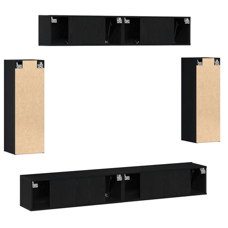 6 Piece Tv Cabinet Set - Engineered Wood In Old Wood Finish,  Tv Stand 80X30X30 Cm - Made From Engineered Wood,  Wall-Mounted Tv Cabinets - 2 Pcs In , 30.5X30X, Made From Engineered Wood,  Wall-Mounted Tv Cabinet 100X30X30 Cm - Made From Engineered Wood