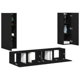 4 Piece Tv Cabinet Set Wall-Mounted Engineered Wood,  Tv Stand 80X30X30 Cm Made Of Engineered Wood,  Wall-Mounted Tv Cabinets - 2 Pcs , 30.5X30X90 Cm, Made From Engineered Wood