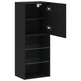 Tv Cabinet With Led Lights Black Oak 40,5X30X102 Cm