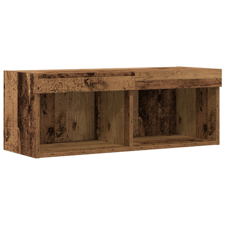 Tv Wall Cabinets With Led Lights 2 Pcs Old Wood 80X30X30 Cm