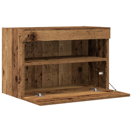 Tv Wall Cabinets With Led Lights 2 Pcs Old Wood 60X30X40 Cm