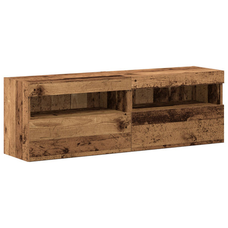 8 Piece Tv Wall Units With Led Old Wood Engineered Wood