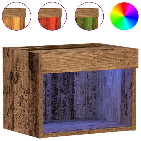 Wall Cabinet With Led Lights Old Wood 40X30X30 Cm