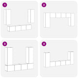 4 Piece Tv Cabinet Set Wall-Mounted Engineered Wood,  Tv Stand 80X30X30 Cm Made Of Engineered Wood,  Wall-Mounted Tv Cabinets - 2 Pcs , 30.5X30X90 Cm, Made From Engineered Wood