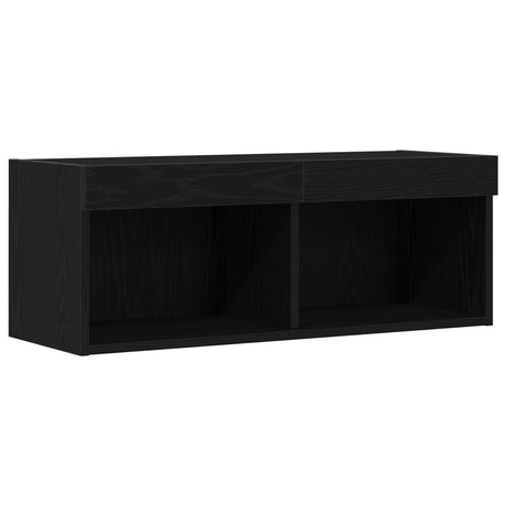Tv Wall Cabinets With Led Lights 2 Pcs Black Oak 80X30X30 Cm
