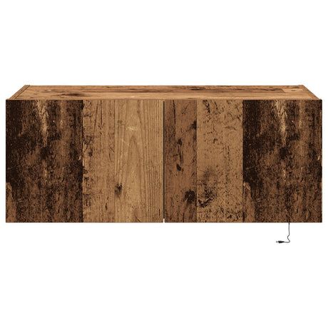 Tv Wall Cabinet With Led Lights Old Wood 80X35X31 Cm