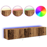 Tv Wall Cabinets With Led Lights 2 Pcs Old Wood 80X35X31 Cm