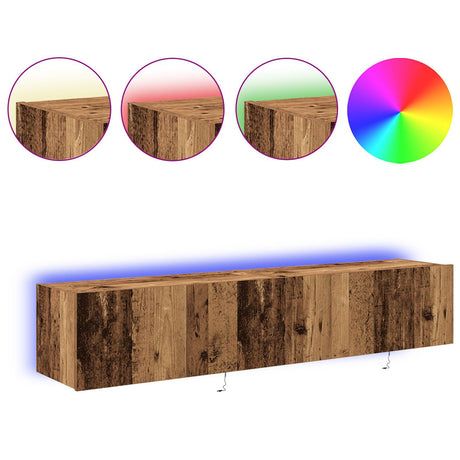 Tv Wall Cabinets With Led Lights 2 Pcs Old Wood 80X35X31 Cm